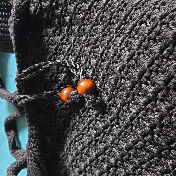 Black Raffia Woven Shoulder bag.Drawstring EUC - Picture 10 of 15